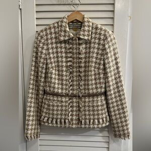 Allen B. By Allen Schwartz Gold and Cream Houndstooth Blazer